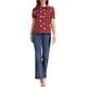 thumbnail image 2 of INSPIRE CHIC Camisa de Mujer para Regreso a Clases con Cuello Peter Pan, Botones, Mangas Abullonadas, Estampado Floral Rojo Oscuro Talla L, 2 of 6