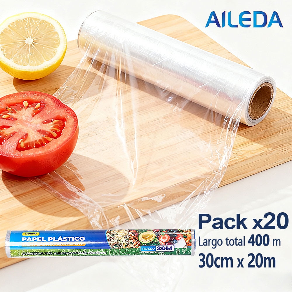 Papel Aileda Film Plástico 30cm X 20 Mt Cocina Transparente En Total 20 Rollos