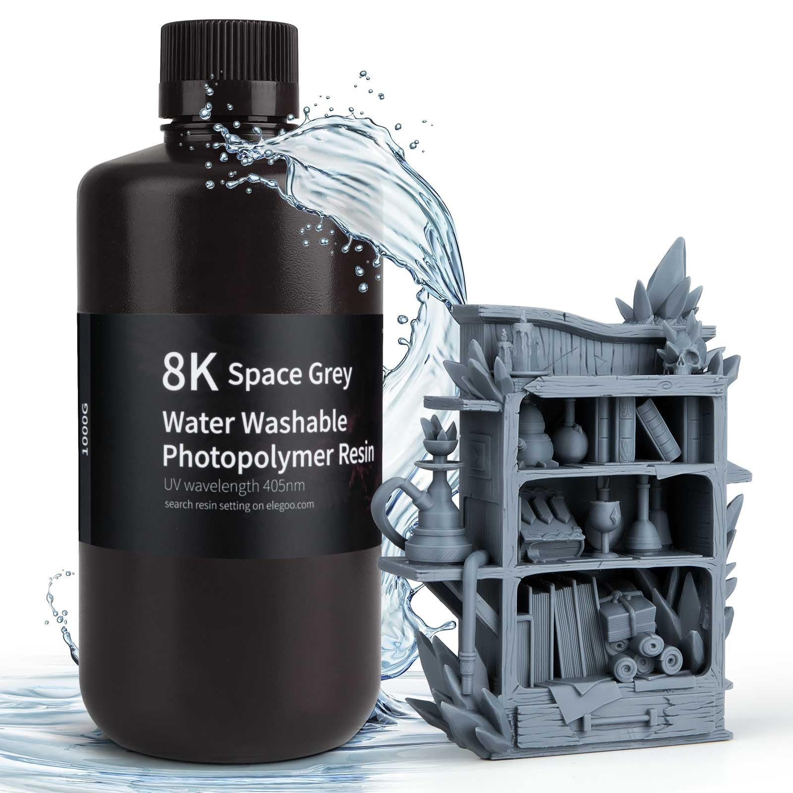 Impresora 3d De Resina Elegoo 8k, Lavable Con Agua, 1000 G, Color Gris Espacial