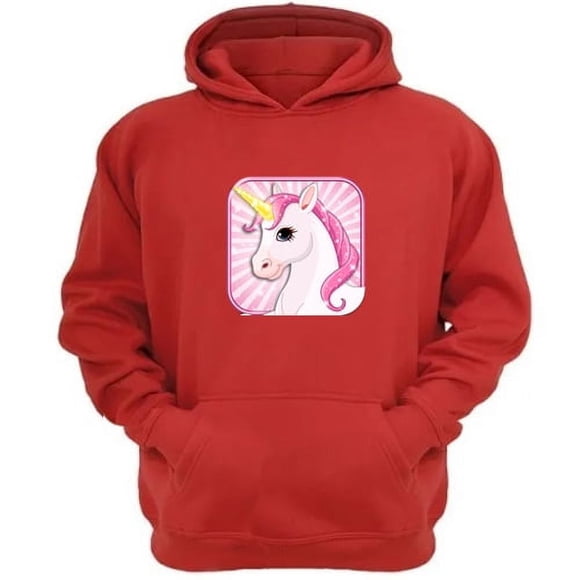 Polerón Canguro Unicornio Rojo Talla S Unisex