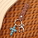 thumbnail image 1 of 1pc Western Style Cowhide Keychain with Turquoise Pumpkin Flower Pendant - Unisex Car Keys Keyring Jewelry, 1 of 5