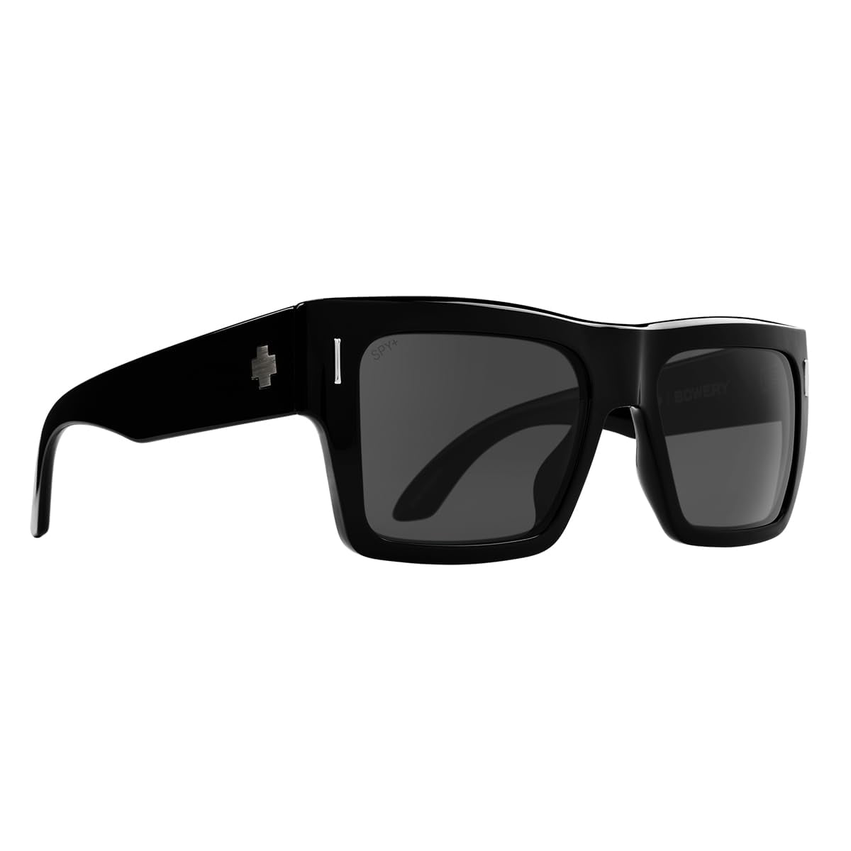 Spy Optic Bowery, Gafas De Sol Cuadradas, Lentes Que Mejoran Color Y Contraste, Negro - Lentes Polarizadas Gris Happy