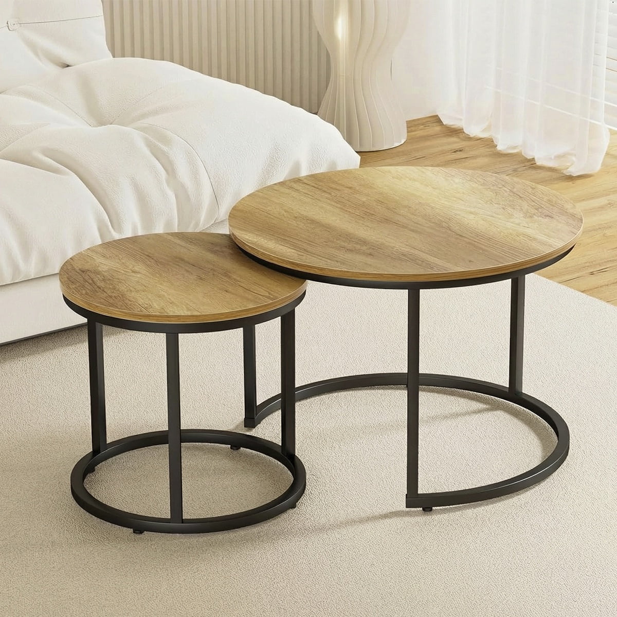 Mesas De Centro Anidadas Madera Clara Venhoouse