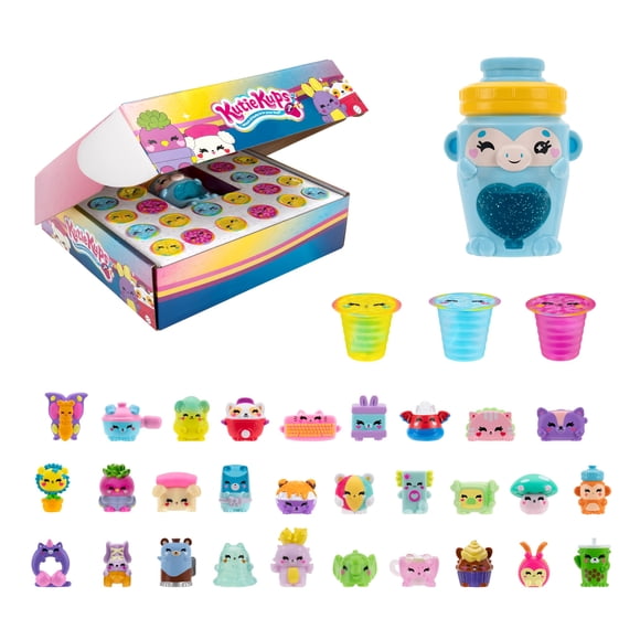 Set de Juguetes Kutie Kups Botella de Agua Mono de 10 cm con 30 Kups