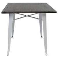 Tolix - Mesa Comedor / Base De Madera/ Blanca/ 80X80X75 Cm
