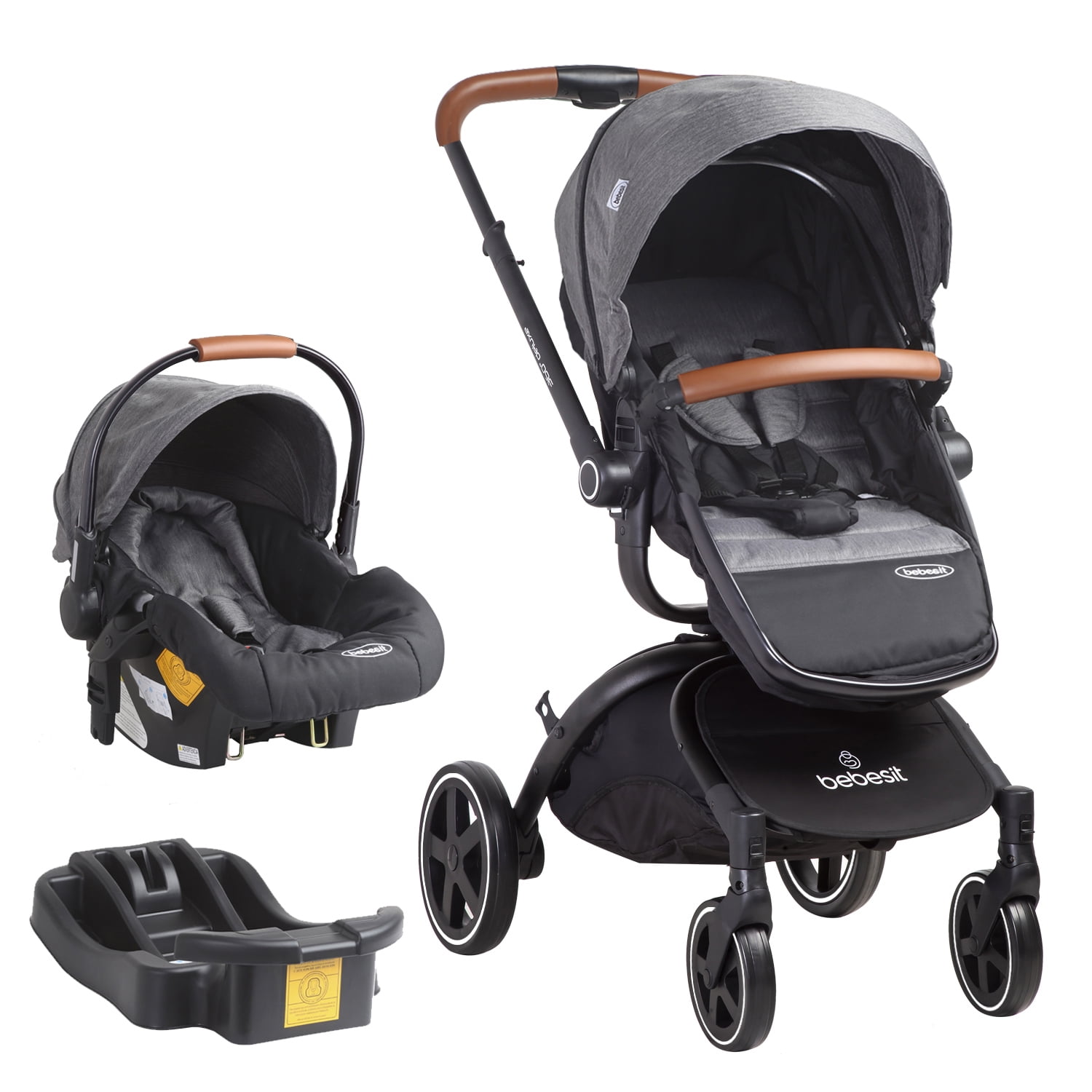 Bebesit - Coche Cuna Travel System Deluxe 360° Sx Gris