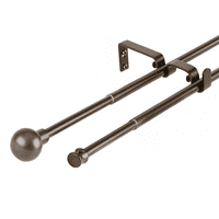 Metalhsa - Set Barras Para Cortina Doble 16/19 Mm Extensible 75-110 Cm A Muro Café Bola