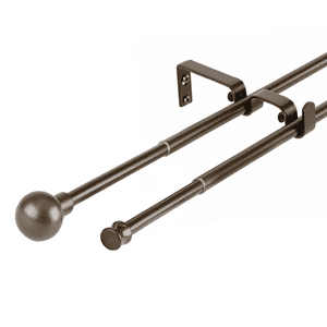 Metalhsa - Set Barras Para Cortina Doble 16/19 Mm Extensible 170-320 Cm Café Bola