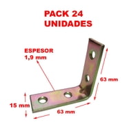 Gen - 24 Escuadras Esquina Silla 63X63Mm Metal