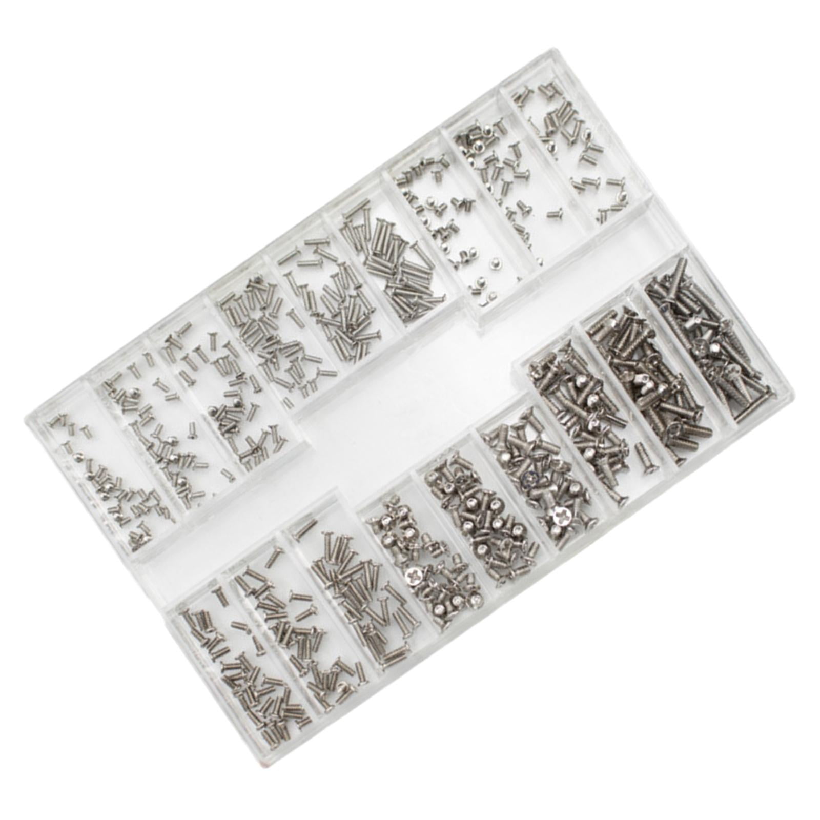 Magideal - 500x Diy 18 Tamaños Mini Tuercas De Tornillo, Accesorios Mini Tornillos Resistentes Al Desgaste Con Caja De Almacenamiento Tornillos Pequeños , Estilo B