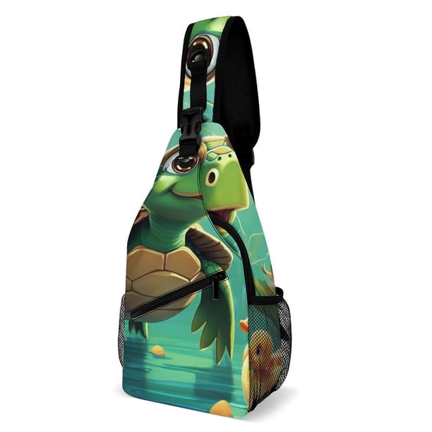 Bebé Tortuga Riñonera Bandolera con Estampado Integral para Hombres y Mujeres, Bolso Cruzado Gráfico de Tendencia, Mochila de Hombro Streetwear para Ciclismo y Deportes, Riñonera Versátil Casual