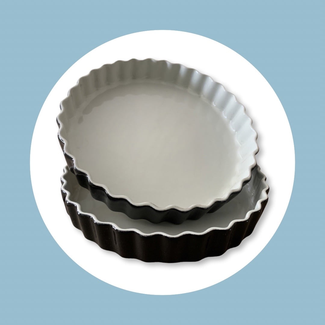 Genérico - Set 2 Fuente Cerámica Tipo Gres, Redonda -27 Cm /diám.- Blanco/ Negro.