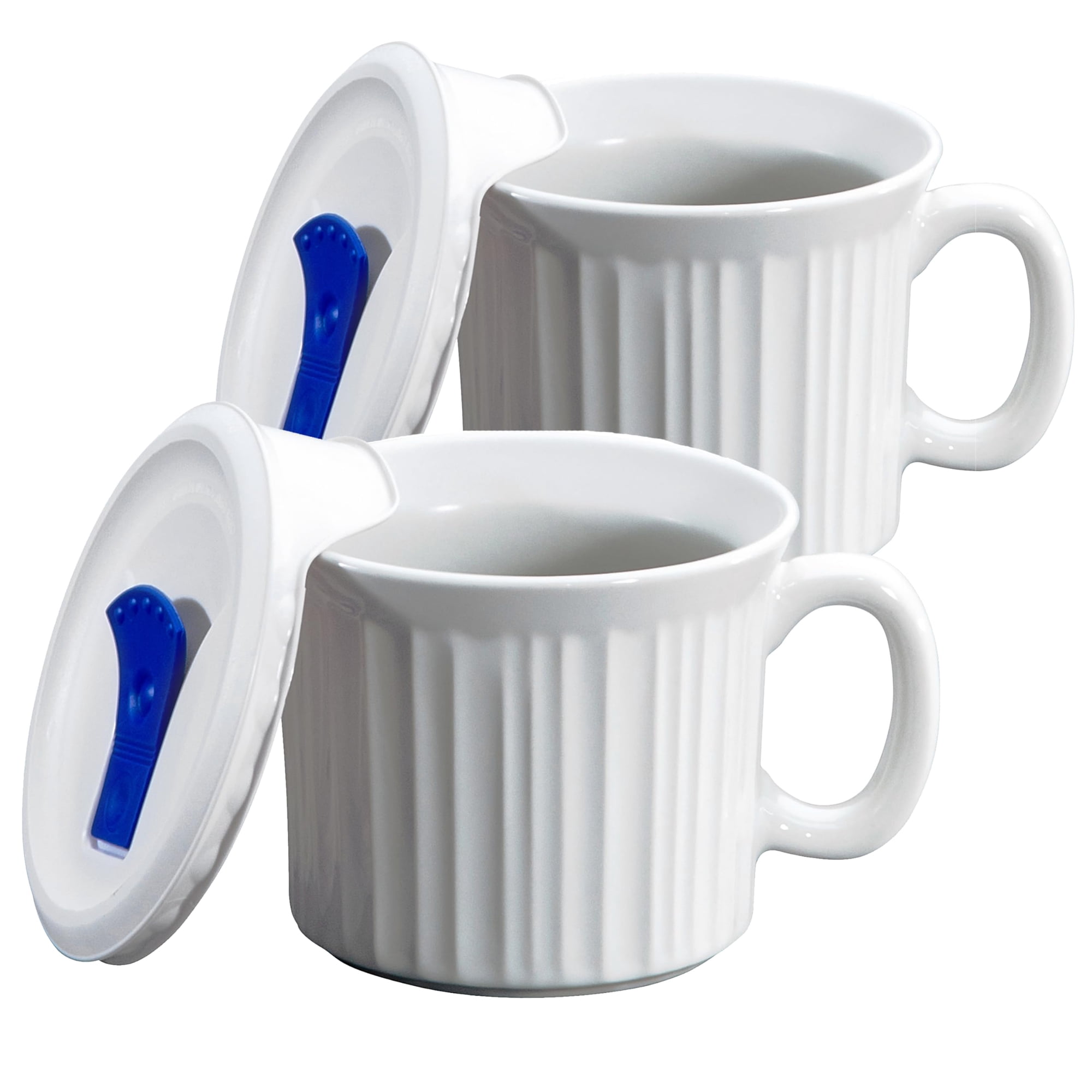 Tazas De Cerámica Para Comida Corningware, 600 Ml, Paquete De 2 Con Tapas Ventiladas