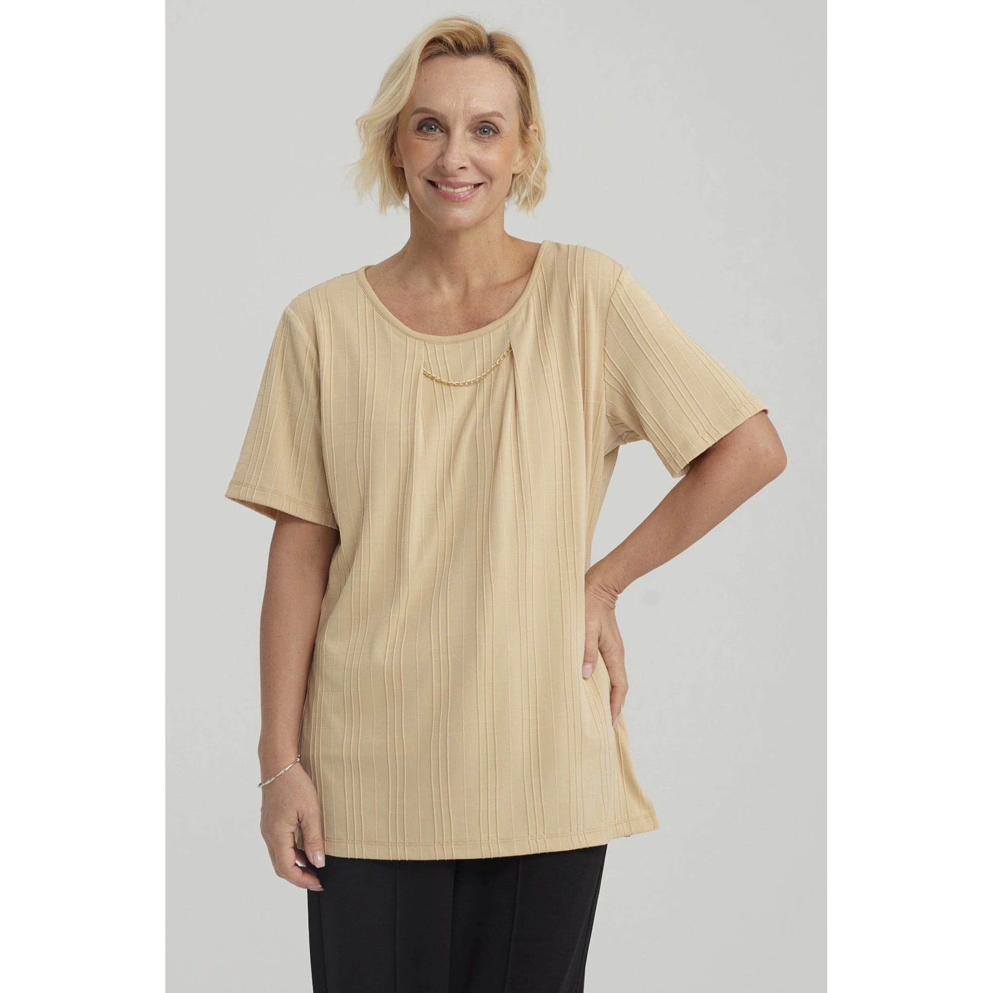 Fashionspark - Polera Mujer Textura Beige Oscuro