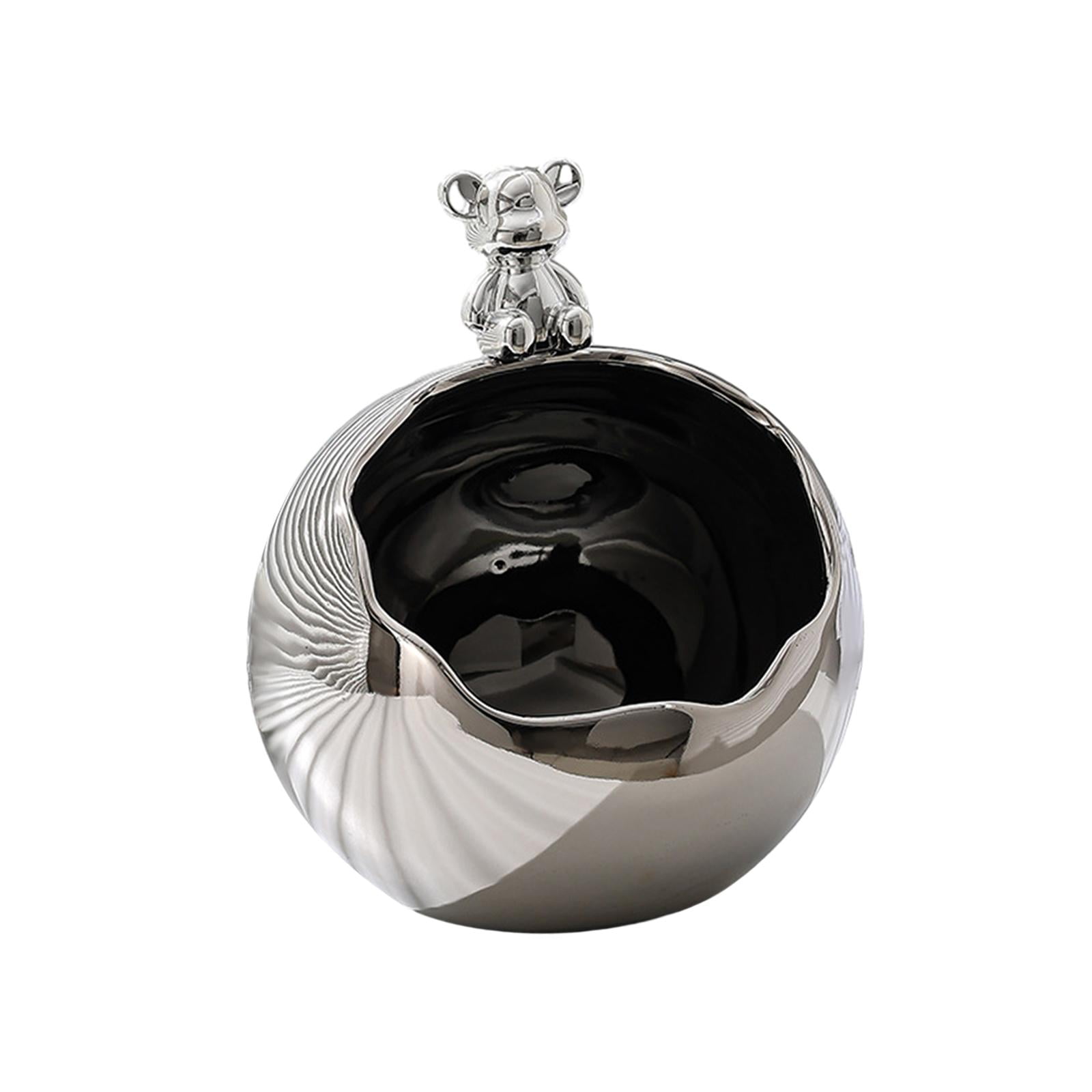 Magideal - Caja De Almacenamiento De Figuritas De Oso, Caja De Almacenamiento De Joyería, Artesanías De Cerámica Decorativa, Estatua De Oso Moderna, Escultura De Plata