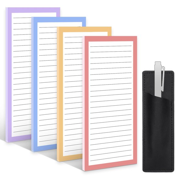 Bloc de notas Thboxes pack de 4, 20 × 9 cm, con soporte magnético para bolígrafos