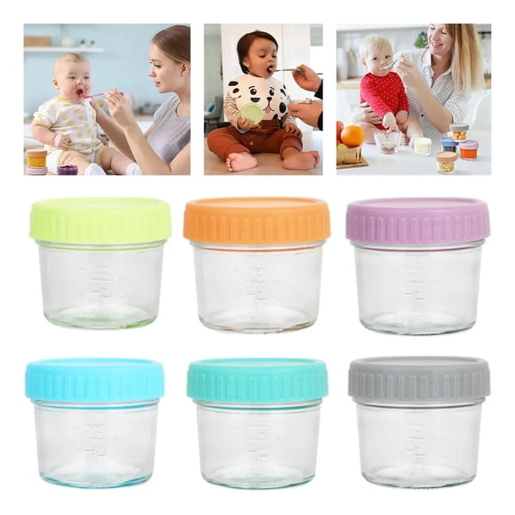 6 Pcs Color Multicolor Contenedores De Comida De Vidrio Con Como Se Ilustra.