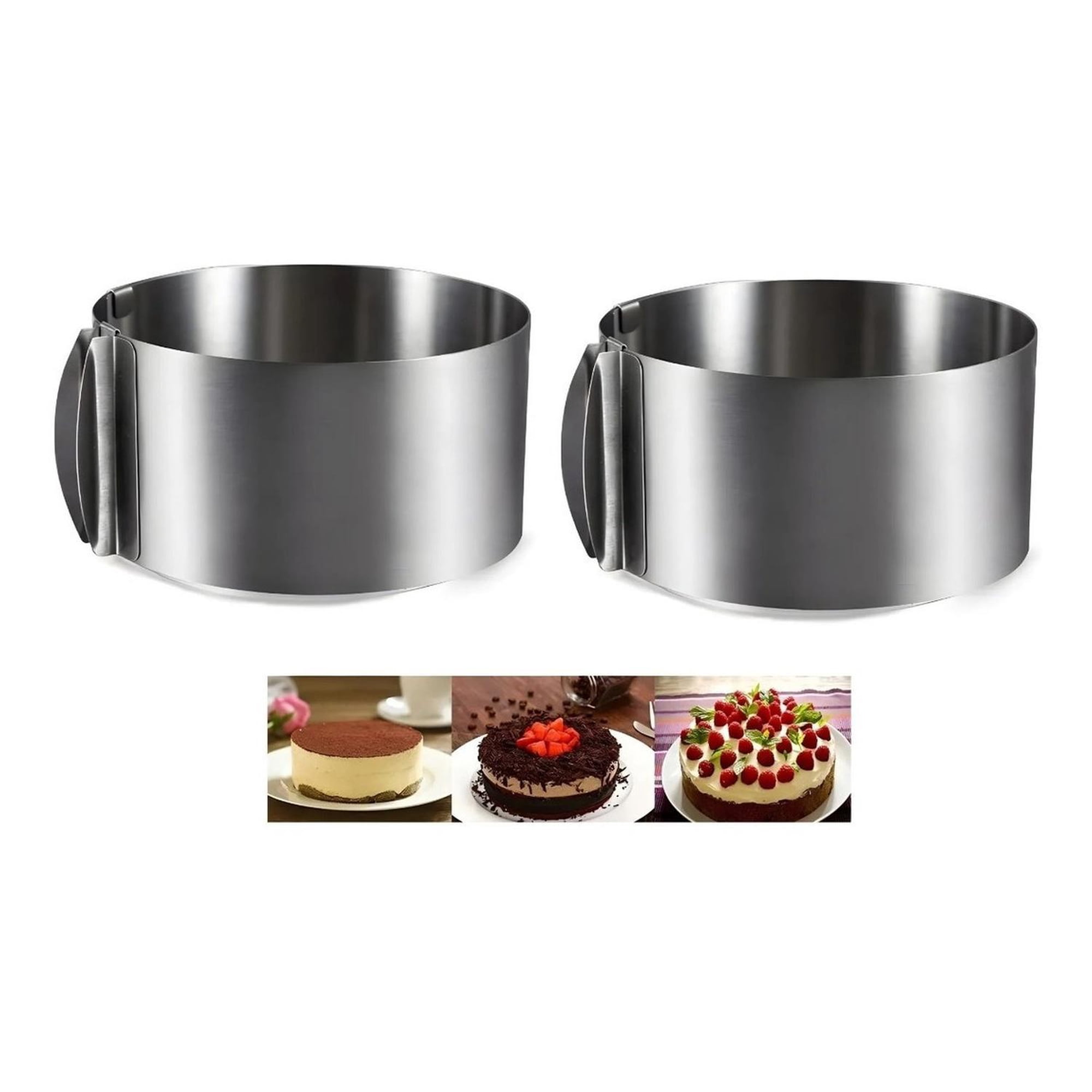 Pasteleriuscl - X2 Molde De Torta Molde Para Torta Anillo Redondo Ajustable Plateado