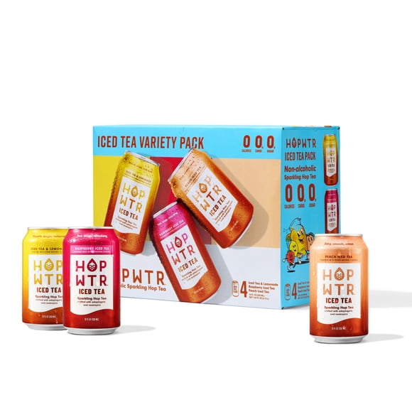 Bebida HOP WTR Variety Pack de té helado, latas de 355 ml