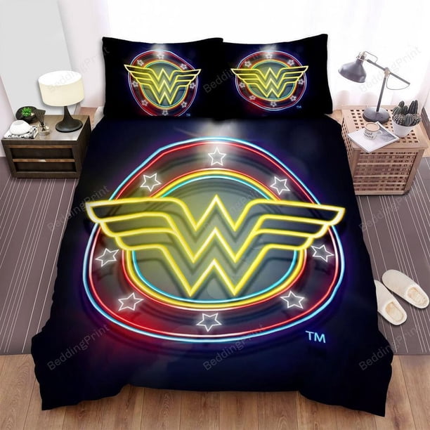 Symbols Of Hope Wonder Woman Neon Quilt Duvet Cover Set Cover Bed Linen3-Piece Bedding Set (1 Duvet Cover + 2 Pillow Shams)