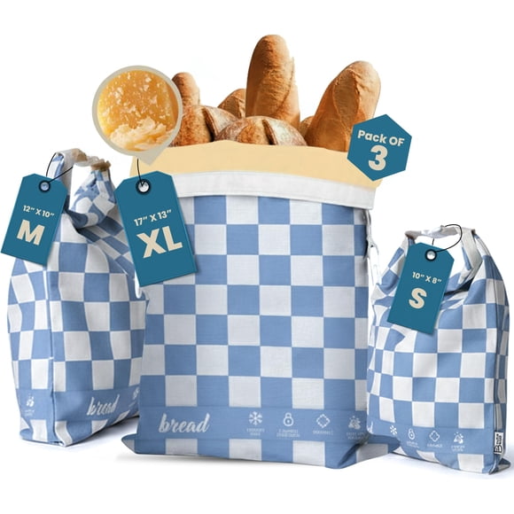 Bread Bags Buzzy Bags, paquete de 3 paquetes de cera de abejas reutilizables (XL, M, S), algodón