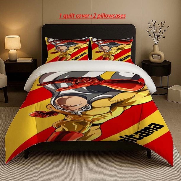 Saitama Pose Artificial Jade Print Bedding Set Soft and Comfortable Bedding Set Suitable