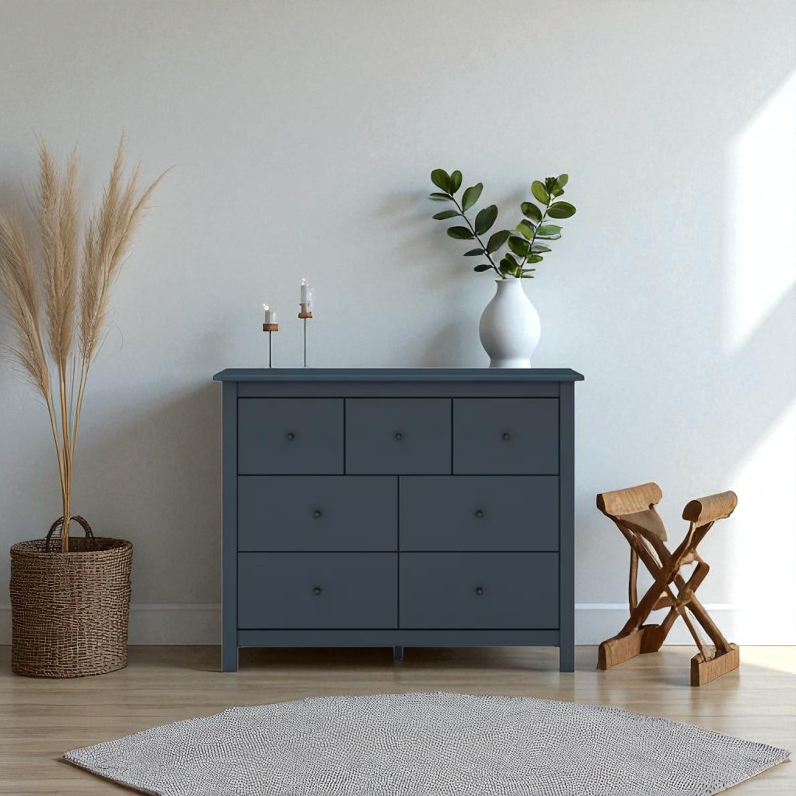 Arca Muebles - Cómoda De Madera 7 Cajones 110x40x80 Color Grafito