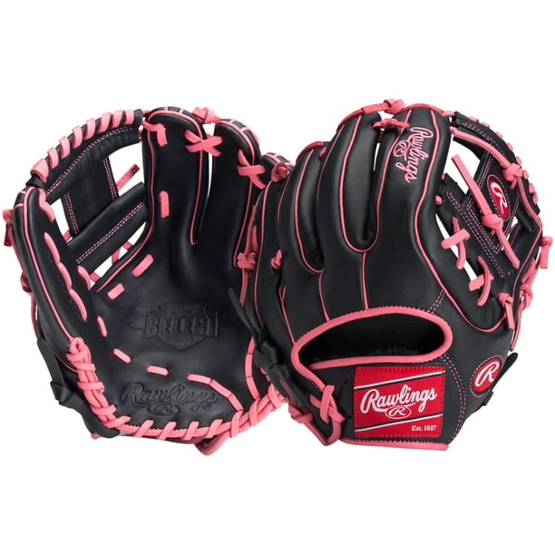 Guante de béisbol Rawlings 29 cm I Web para mano derecha, negro/rosa – Serie Exclusive Select