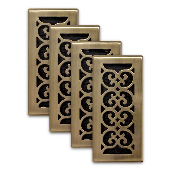 Registro de Piso Decor Grates 10x25 cm Acabado Latón Antiguo - Pack de 4