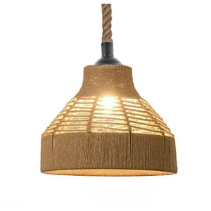 Hb Importaciones - Lámpara Colgante E-27 Diseño Campana Cáñamo Incluye Ampolleta Fría