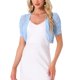 thumbnail image 1 of INSPIRE CHIC Bolero de Malla para Mujer con Frente Abierto y Mangas Cortas Fruncidas, Color Azul Claro, Talla M, 1 of 6