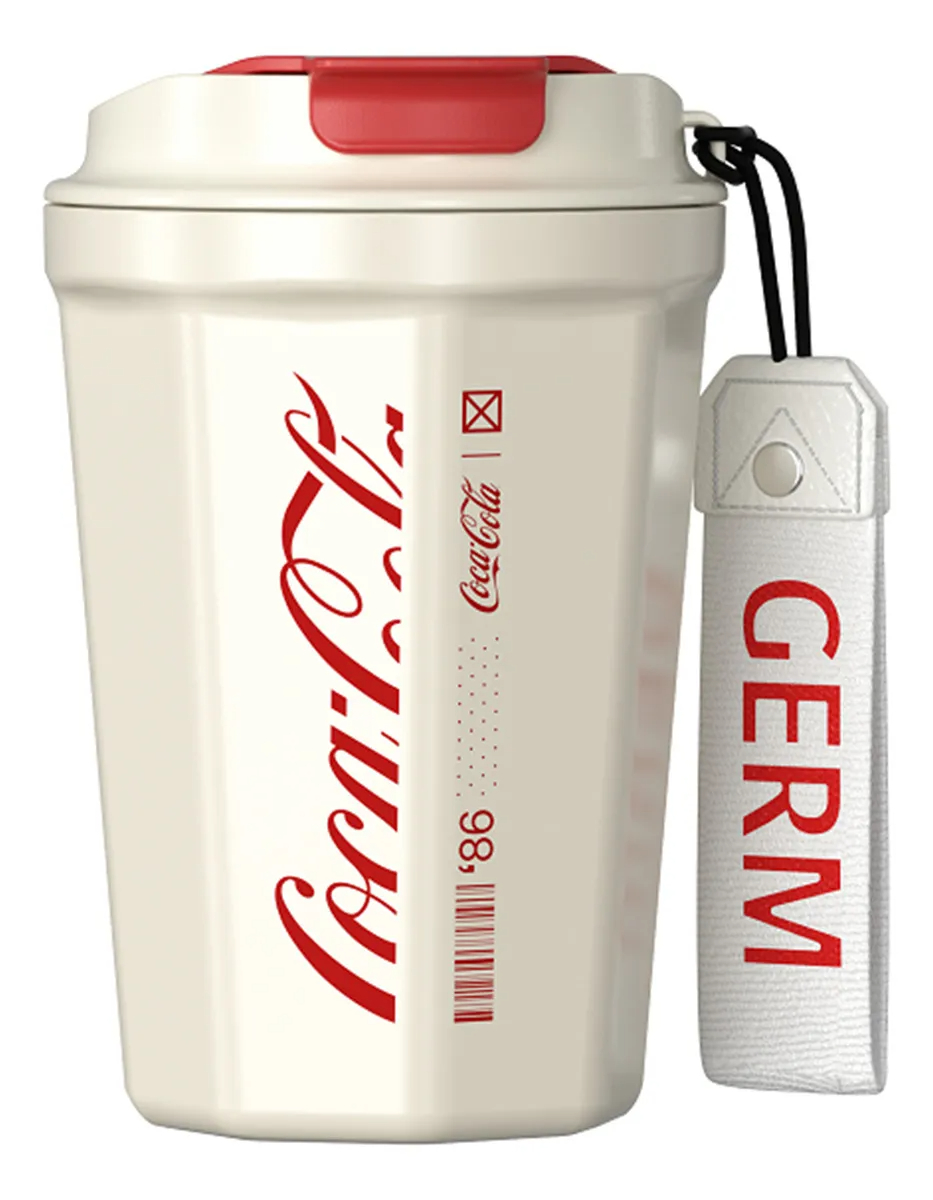 Genérico - Cocacola Germ Termo Vaso Frío O Caliente, 390 Ml Trébol Blanco Rojo