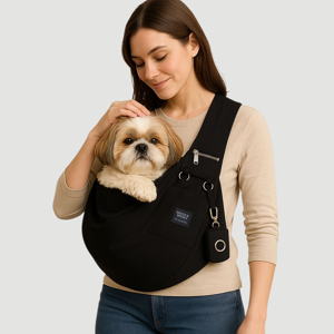 Mister & Misses Pet - Fular Bolso Para Perro Transportador Negro + Kit De Regalo