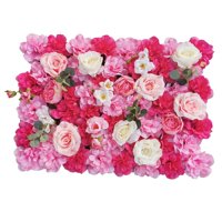 Magideal - Panel De Pared De Flores Artificiales, Tapete De Flores, Panel De Flores, Panel De Pétalos De Rosa, Telón De Fondo Fotográfico Para Eventos De Bodas, Rosa Rojo Rosa