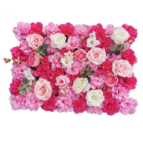 Magideal - Panel De Pared De Flores Artificiales, Tapete De Flores, Panel De Flores, Panel De Pétalos De Rosa, Telón De Fondo Fotográfico Para Eventos De Bodas, Rosa Rojo Rosa