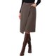 thumbnail image 4 of INSPIRE CHIC Falda de trabajo asimétrica para mujeres de cintura alta, falda midi de oficina, L marrón, 4 of 6