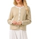 thumbnail image 1 of INSPIRE CHIC Chaqueta de punto con botones para mujer, cuello redondo, ribete en contraste, manga larga, tejido de punto acanalado, talla M, caqui, 1 of 5