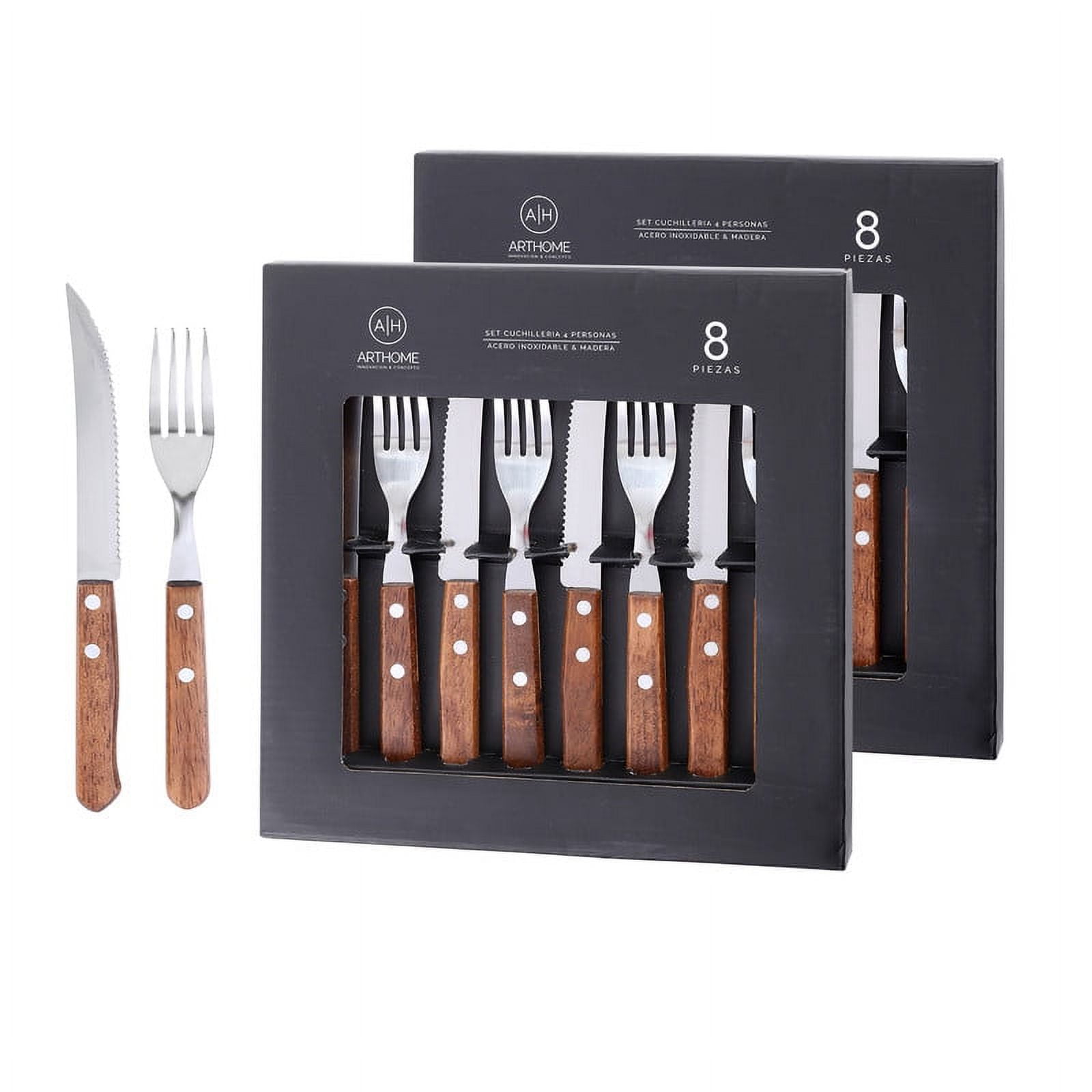 Set Parrilla 16 Piezas Cubiertos Acero Inoxidable Arthome Par67