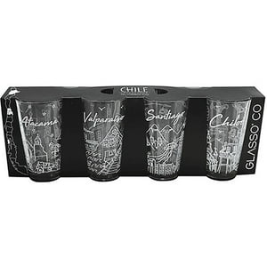 Genérico - Set De 4 Vasos Glasso Lugares Chile Collection 475Ml
