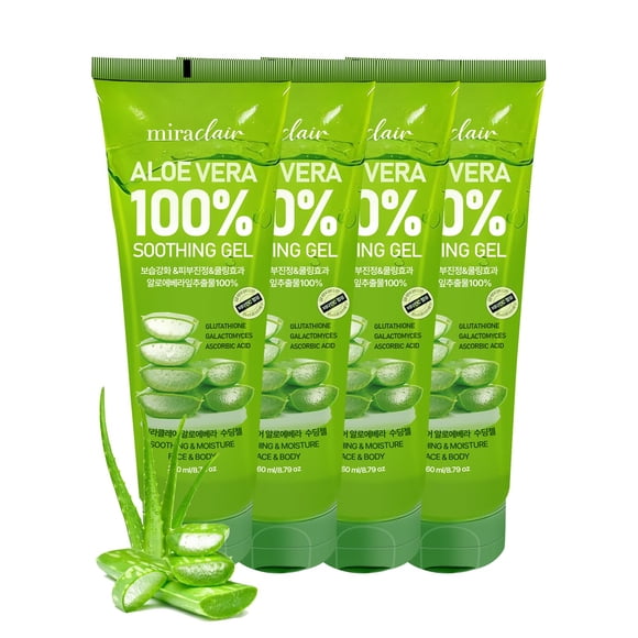 Gel de Aloe Vera MIRACLAIR Pack de 4 unidades 300 g para rostro y cabello
