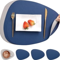 Aura Zeus - Set 4 Individuales + 4 Posavasos Impermeables Antimanchas 2 En 1