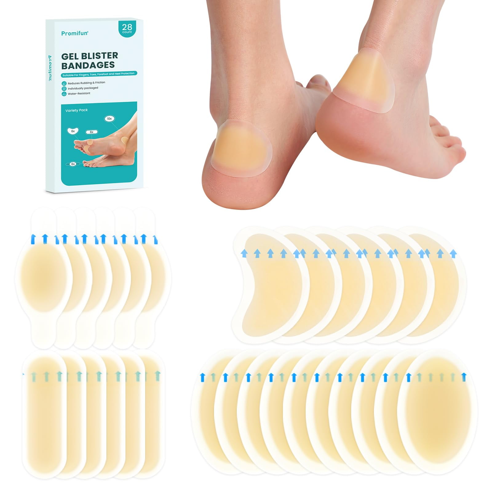 Blíster Pads Promifun, Hidrocoloide Resistente Al Agua De 28 Quilates