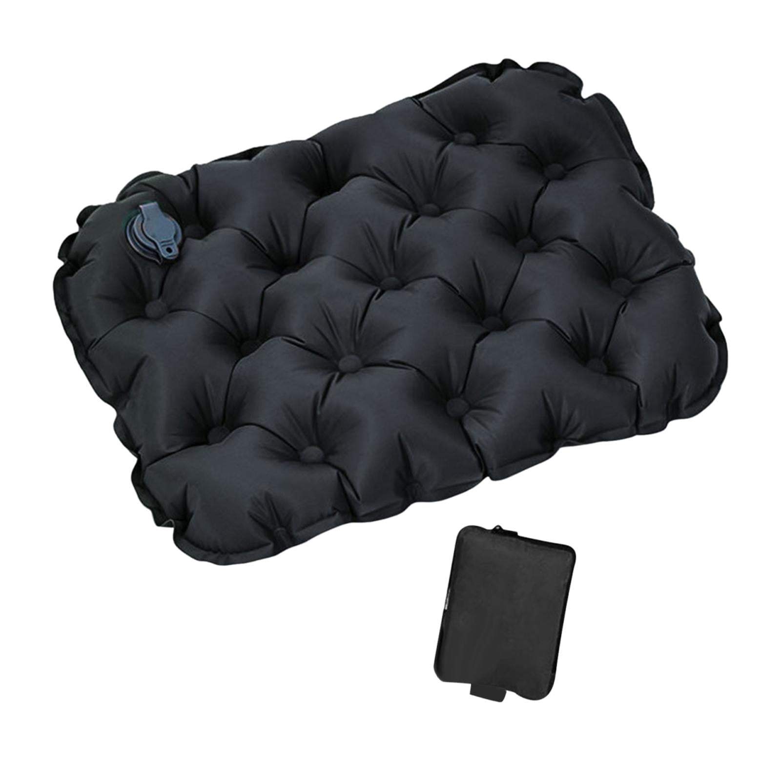Magideal - Cojín De Asiento Inflable Mat Cojín Cojín De Aire Cojín De La Oficina De La Oficina Para Botas De Picnic -aeronave Del Asiento Del Escenario De Espald Negro