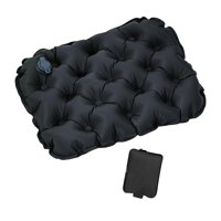 Magideal - Cojín De Asiento Inflable Mat Cojín Cojín De Aire Cojín De La Oficina De La Oficina Para Botas De Picnic -Aeronave Del Asiento Del Escenario De Espald Negro