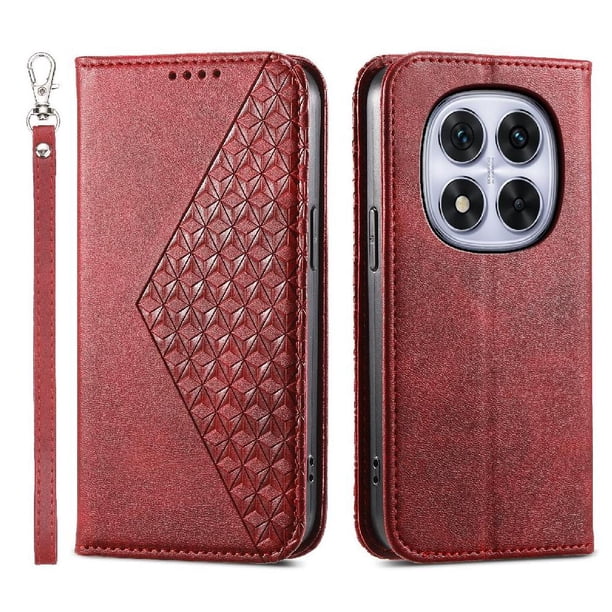 Funda Flip FOXDOCK para Xiaomi Redmi Note 15 Pro Plus , Estilo Billetera con Diseño Rombo, Correa de Mano y Soporte, Uso Diario