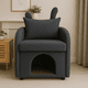 thumbnail image 2 of Dark Gray Bunny-Ear Pet-Friendly Armchair with Scratch-Resistant Fabric, Built-in Cat & Dog Hideaway, Dual-Use Sofa Chair with Side Pocket, 27.4 x 25.2 x 37.4 inch, 2 of 3