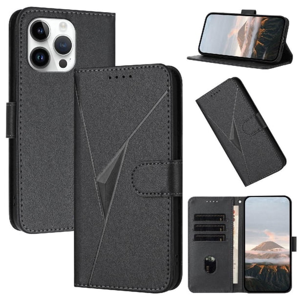 Funda Cartera Fibra de Carbono para iPhone 16 Pro con Soporte y Cierre Magnético Negro