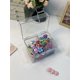 thumbnail image 2 of Canister para almohadillas de maquillaje, hilo hilo, almacenamiento de vanidad, sales de baño, cosméticos, decoración del baño del hogar (3 rejillas transparentes), 2 of 3