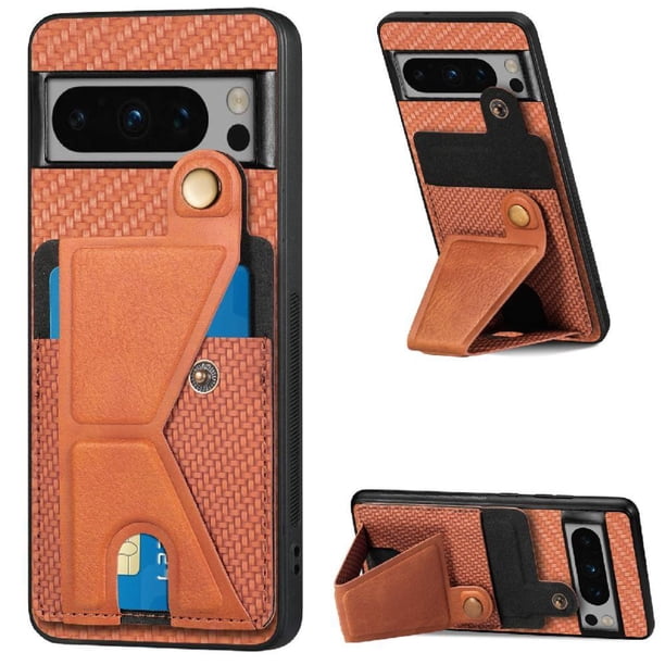 Funda Resistente para Google Pixel 8 Pro con Tarjetero y Soporte, Diseño Magnético Marrón