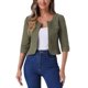thumbnail image 1 of INSPIRE CHIC Chaquetas de Jean de Mezclilla Recortadas sin Cuello de Manga 3/4 para Mujer Verde Oliva XS, 1 of 6